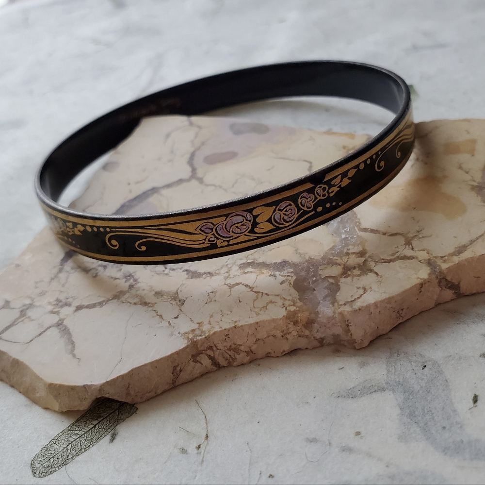 Michael Frey Vintage Art Nouveau Enamel Bangle Bracelet